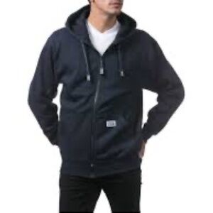 Pro Club Men's Heavyweight Full Zip Fleece Hoodie, Black, Small
